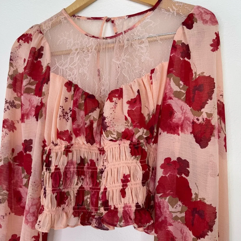 Free People Daphne Floral Ethereal Blouse
